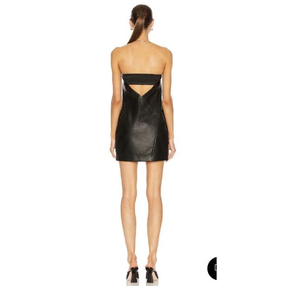 RtA Kailey Dress Black Lambskin Mini Back Cut Out Leather Size 6 - Picture 3 of 7